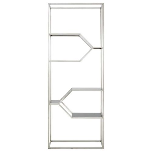 Horizon Black Glass and Silver Metal Open Shelving Unit