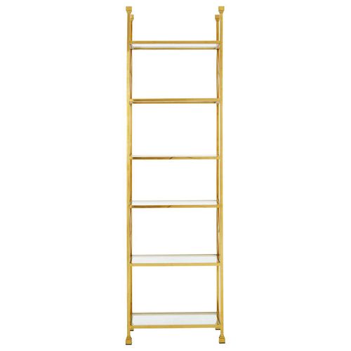 Horizon Clear Glass and Gold Metal Open Shelving Unit