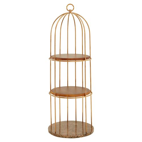 Horizon Gold Metal Small Cage Shelving Unit