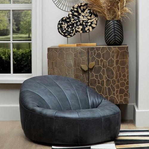 Hoxton Black Leather Curved Accent Chair