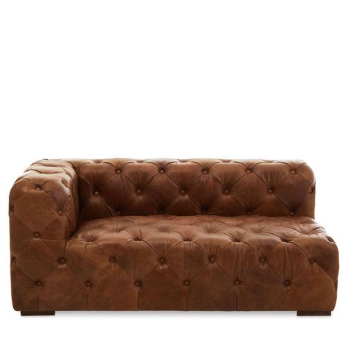 Hoxton Vintage Brown Tufted Leather 2 Seater Corner Sofa - RHF