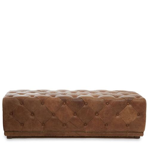 Hoxton Vintage Brown Tufted Leather Ottoman Bench