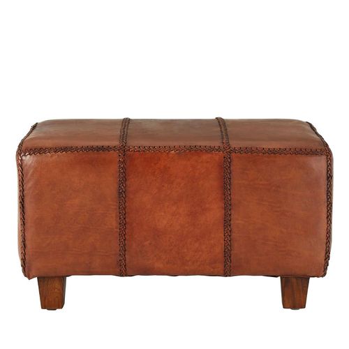 Inca Brown Leather Upholstered Bench