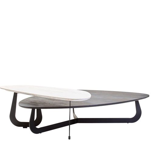 Imperia Grey Ceramic 2 Tier Triangular Large Coffee Table