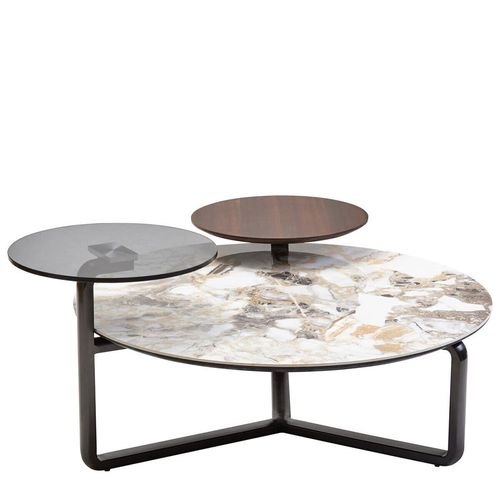 Imperia Grey Ceramic 3 Tier Round Coffee Table