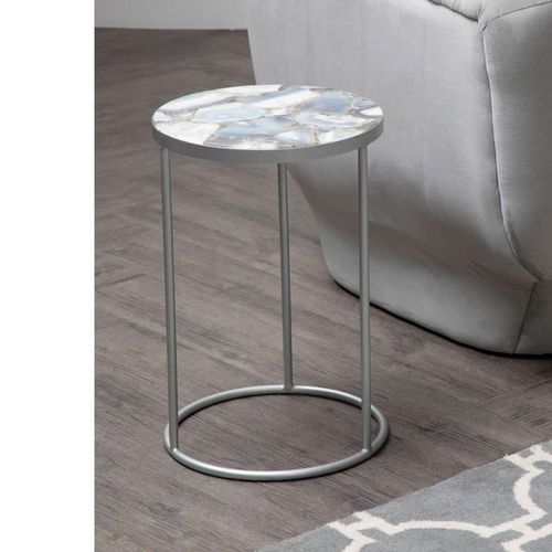 Inventivo Blue Marble Round Agate Side Table