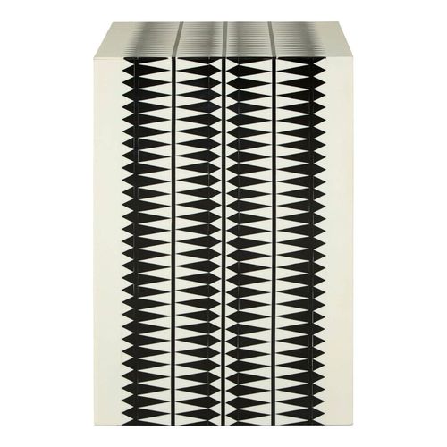 Issey White and Black Wood Square Side Table