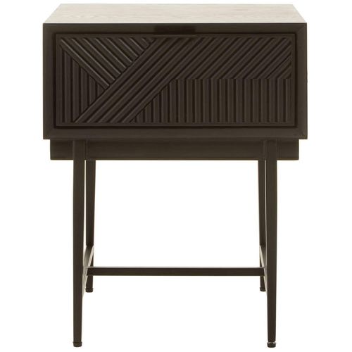 Jakara Black and Metal 1 Drawer Square Bedside Table