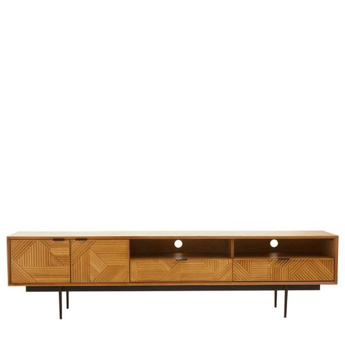 Jakara Natural and Black Metal Storage TV Unit