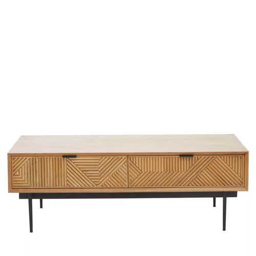 Jakara Natural and Black Metal 2 Drawer Coffee Table