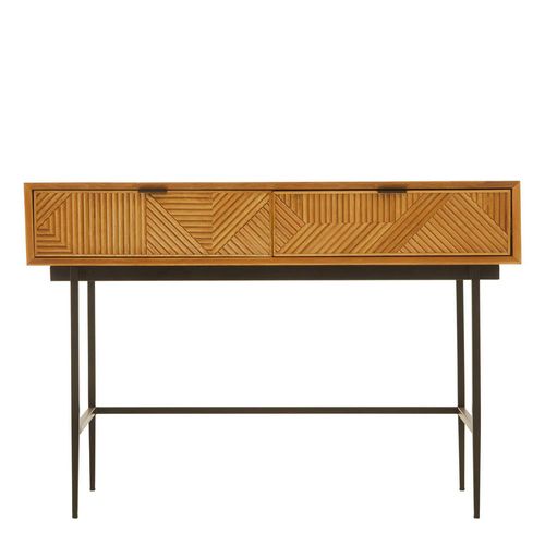 Jakara Natural and Black Metal 2 Drawer Console Table