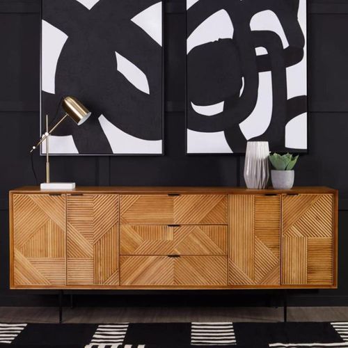 Jakara Natural Wood 4 Door Extra Large Sideboard - 200cm