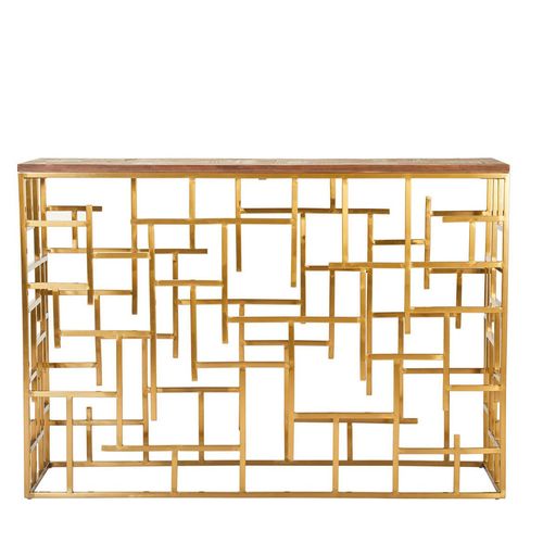 Jana Wood and Gold Metal Console Table