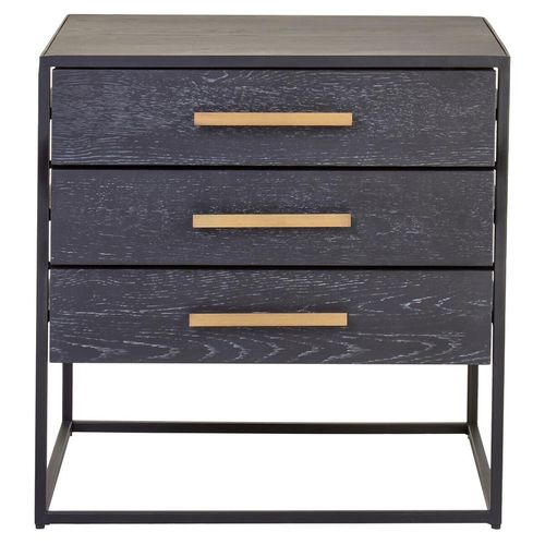 Judd Black Oak 3 Drawer Side Table