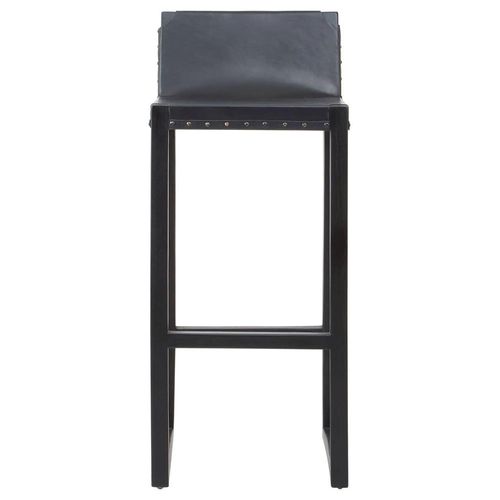 Kendari Black Leather Barstool