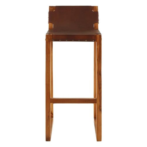 Kendari Brown Leather Barstool