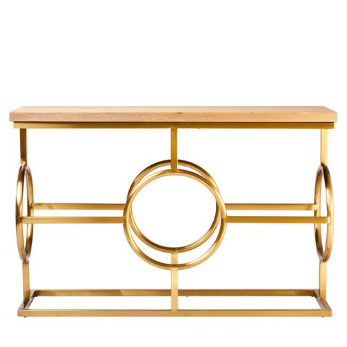 Jana Oak and Gold Metal Console Table