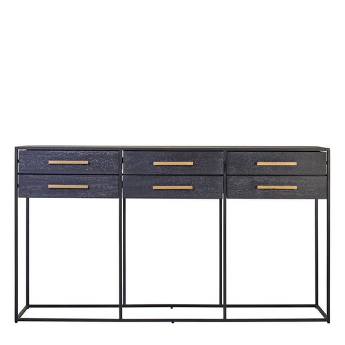 Judd Black Oak 6 Drawer Console Table