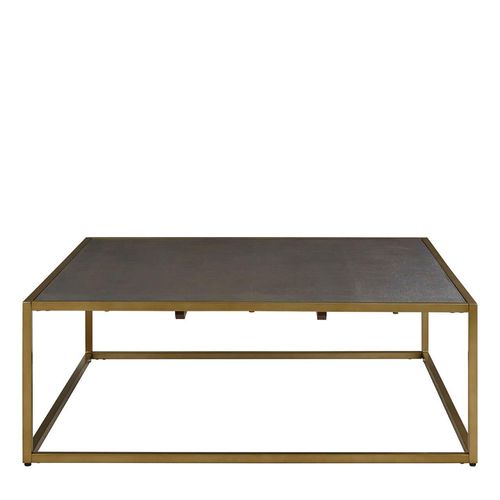 Kempton Grey Faux Shagreen and Gold Metal Square Coffee Table