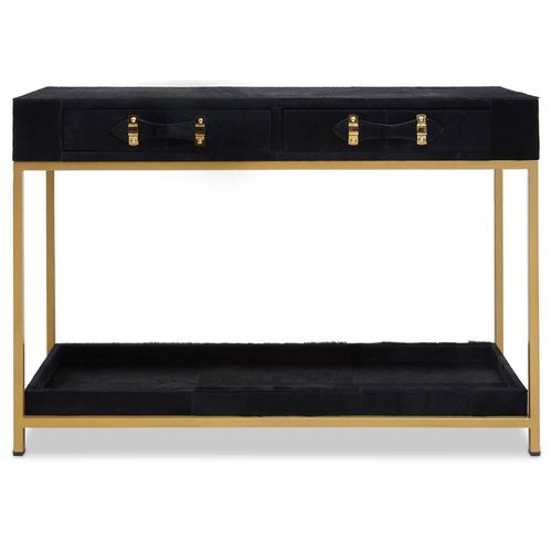 Kensington Townhouse Black Faux Fur 2 Drawer Console Table