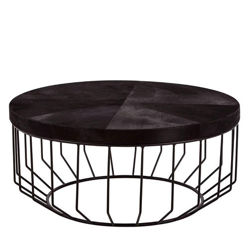 Kensington Townhouse Black Faux Fur Round Coffee Table