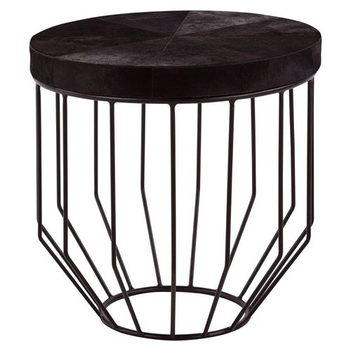 Kensington Townhouse Black Faux Fur Round Side Table