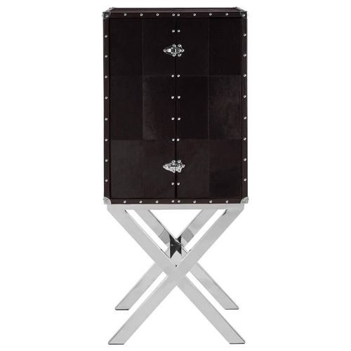 Kensington Townhouse Black Leather 2 Door Wine Cabinet