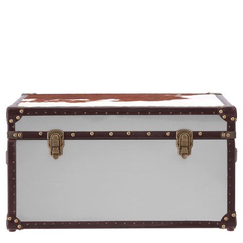 Kensington Townhouse Brown and White Leather Storage Trunk
