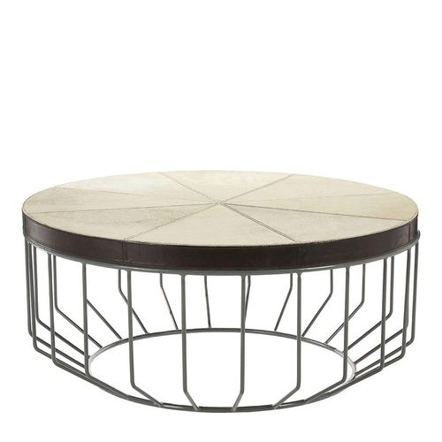 Kensington Townhouse Faux Fur and Iron Round Coffee Table