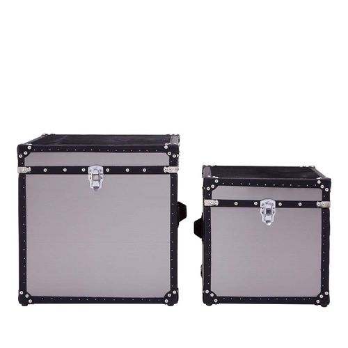 Kensington Townhouse Grey Leather Storage Trunk - Set of 2