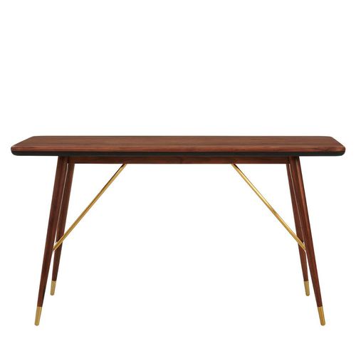 Kenso Walnut Wood and Brass Console Table