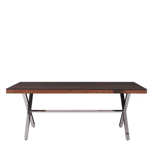 Kerala Clear Glass and Silver Metal 8 Seater Dining Table - 200cm with Cross Base