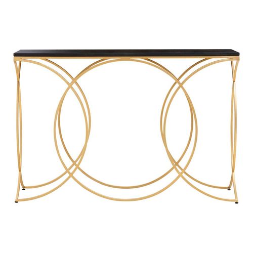 Kia Black Marble and Gold Metal Console Table