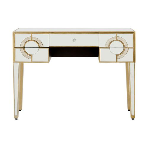 Knightsbridge Mirrored Gold Trim 5 Drawer Console Table
