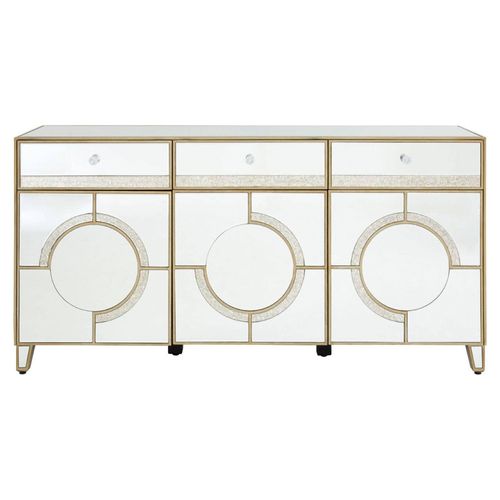 Knightsbridge Mirrored Gold Trim 3 Door Medium Sideboard - 158cm