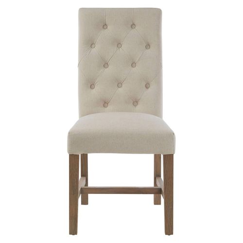 2 x Lyon Beige Linen Fabric Dining Chair