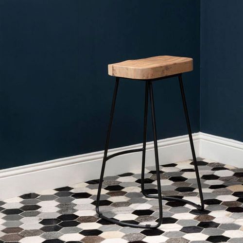 2 x Lyon Grey Washed Oak and Black Barstool