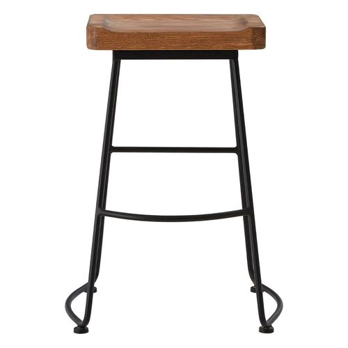 2 x Lyon Oak and Black Metal Barstool