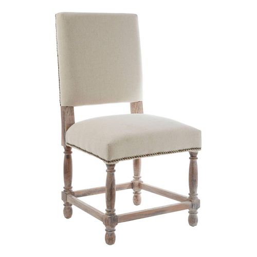 2 x Lyon White Washed Linen Fabric Dining Chair