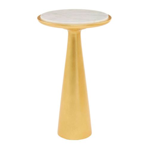 Lino White Marble and Gold Metal Large Round Side Table