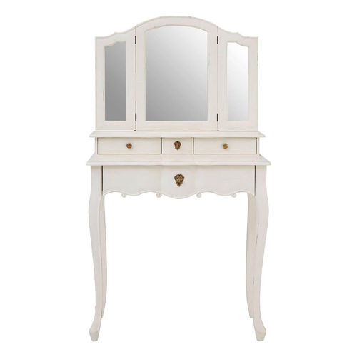 Loire White 4 Drawer Dressing Table with Mirror
