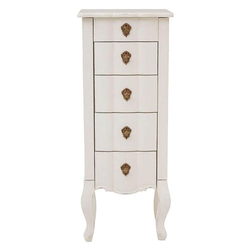 Loire White 5 Drawer Narrow Chest