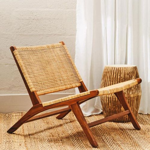 Lovina Teak Wood and Rattan Lounge Chair