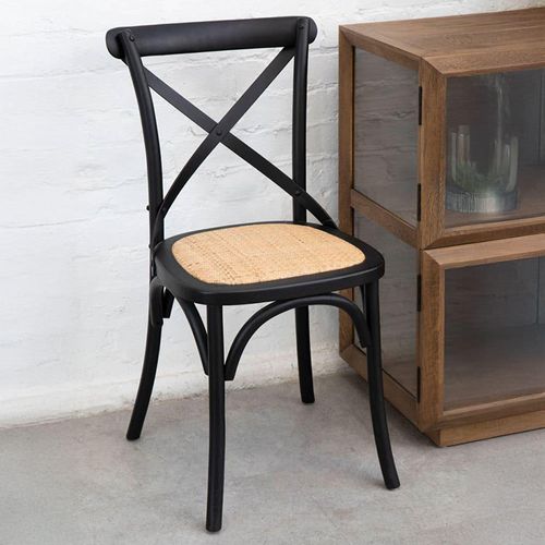 Lyon Black Oak and Cane Chair with Cross back