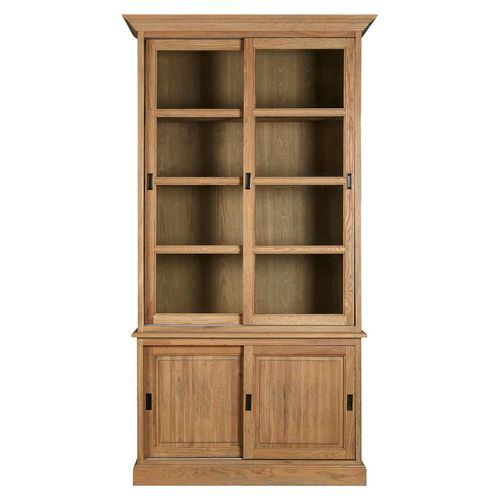 Lyon Rustic Oak 4 Door Display Cabinet
