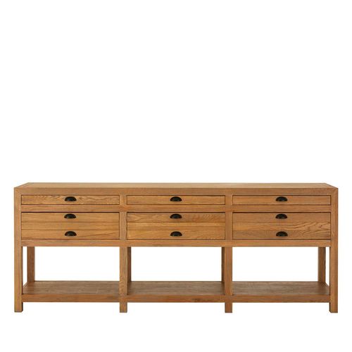 Lyon Oak 6 Drawer Console Table