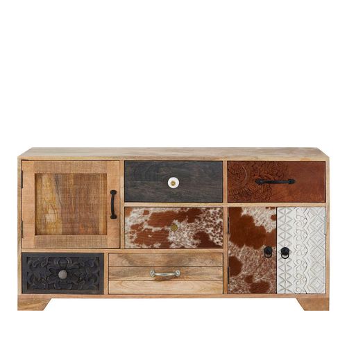 Marwar Mango Wood 3 Door Medium Low Sideboard - 120cm