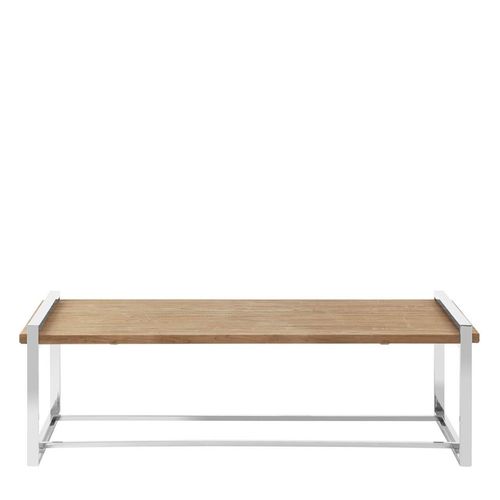 Menteng Elm Wood and Silver Metal Coffee Table