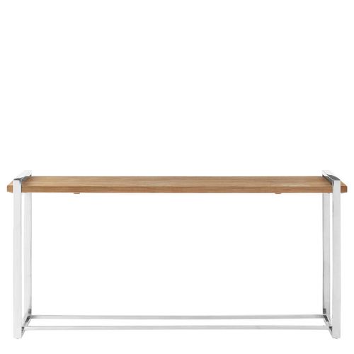 Menteng Elm Wood and Silver Metal Console Table