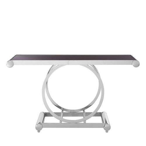 Novara Black Glass and Silver Metal Console Table